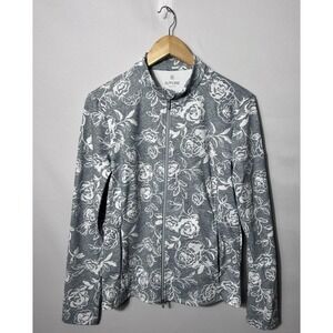 G/FORE Jacket Womens Large Gray Floral Full Zip Lightweight Golf Layer